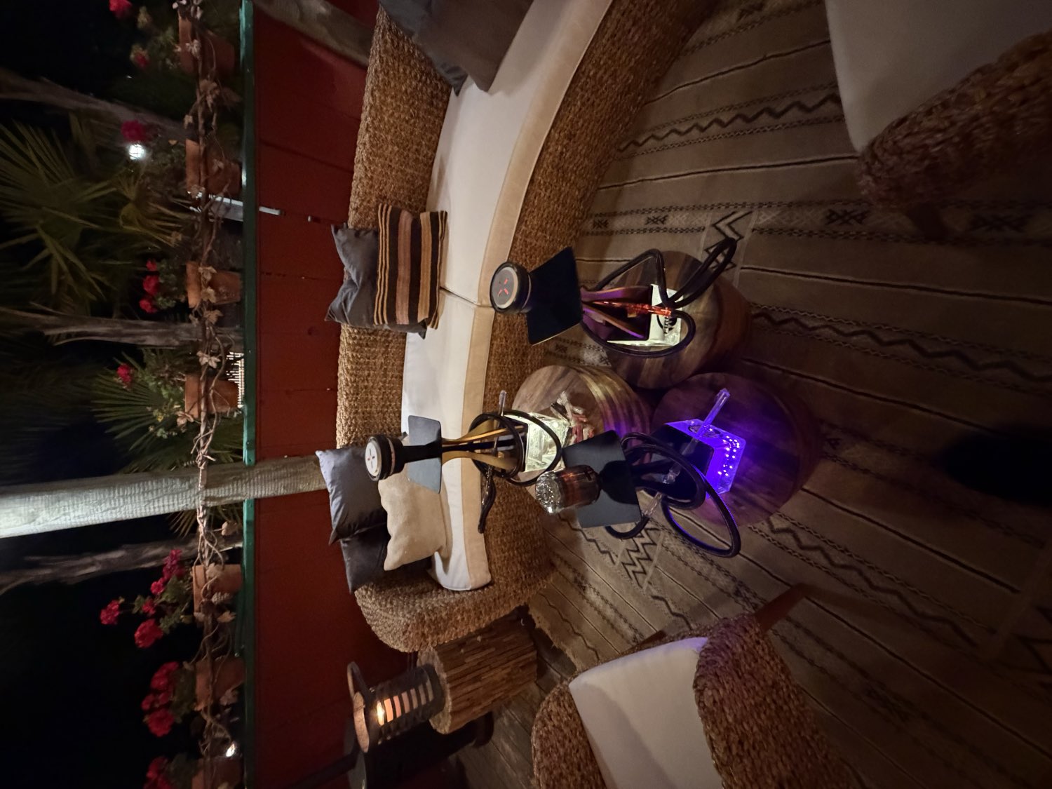 Hookah lounge setup on a private patio